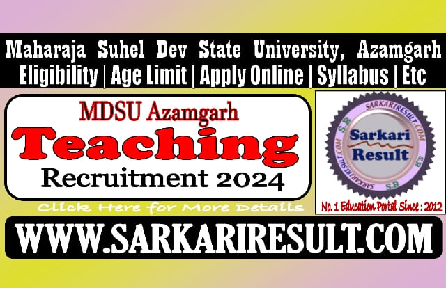 Sarkari Result MSDSU Azamgarh Online Form 2024